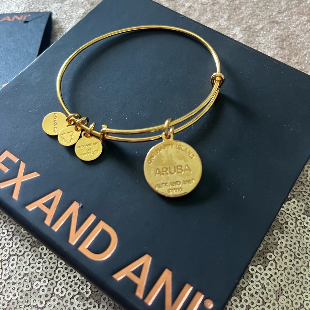 Alex and Ani Gold Bracelet with Aruba Charm - Picture 3 of 4